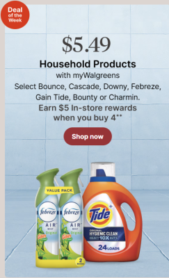 Gain, Cascade, Febreze & Downy only $1.79 each at Walgreens